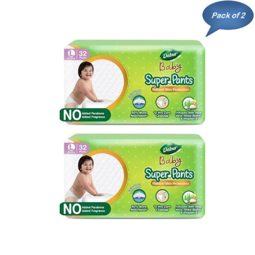 Dabur Baby Super Pants Large 32 Pants(Pack of 2)