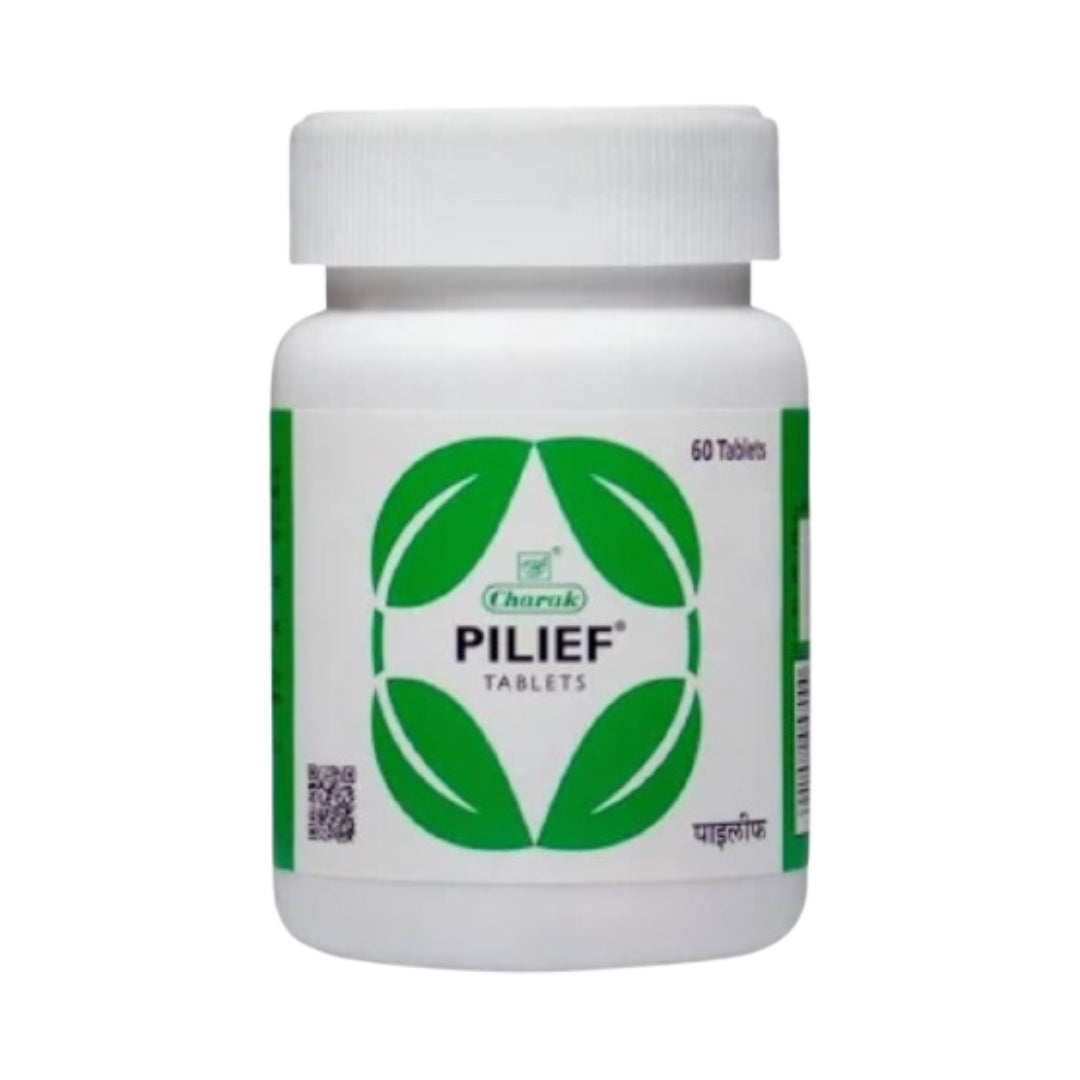 Charak Pharma Pilief 60 Tablets | Ayurvedic Piles (Hemorrhoids) Relief — Reduces Swelling, Bleeding & Discomfort, Improves Bowel Health