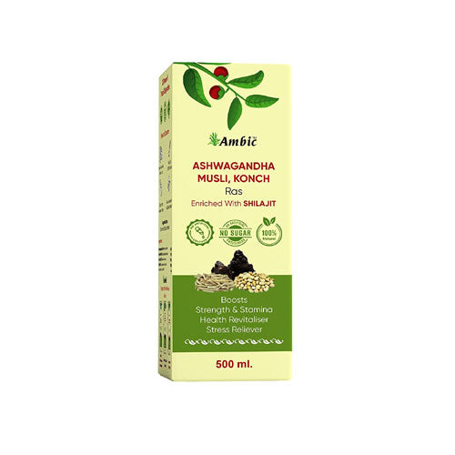 Ambic Ashwagandha Musli, Konch Ras (With Shilajeet) 500 Ml