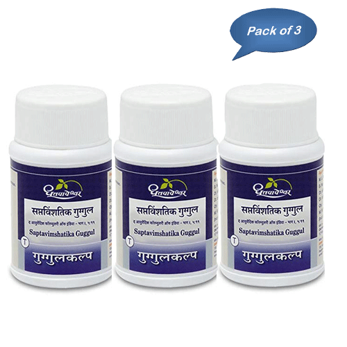 Dhootapapeshwar Saptavimshatika Guggul 60 Tablets (Pack Of 3)