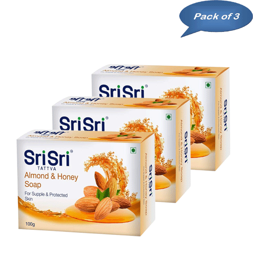 Sri Sri Tattva Almond & Honey Soap 100 Gm (Pack of 3)