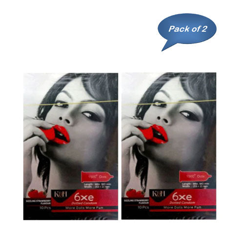 Koye Pharma 6Xe Straweberry Dotted Condom 10 Pcs (Pack of 2)
