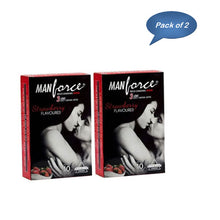 Mankind Manforce Wild Condoms Strawberry 10 Pcs - Pack of 2 | Flavoured & Textured Protection
