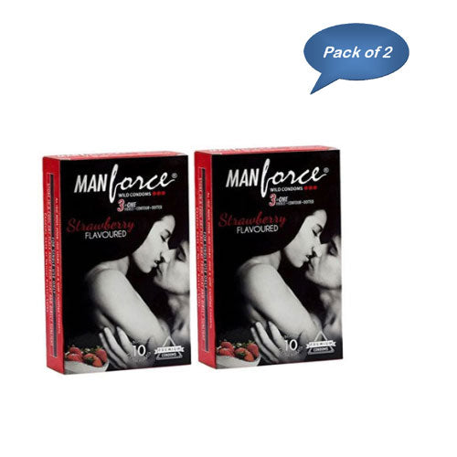 Mankind Manforce Wild Condoms (Strawberry) 10 Pcs (Pack of 2)
